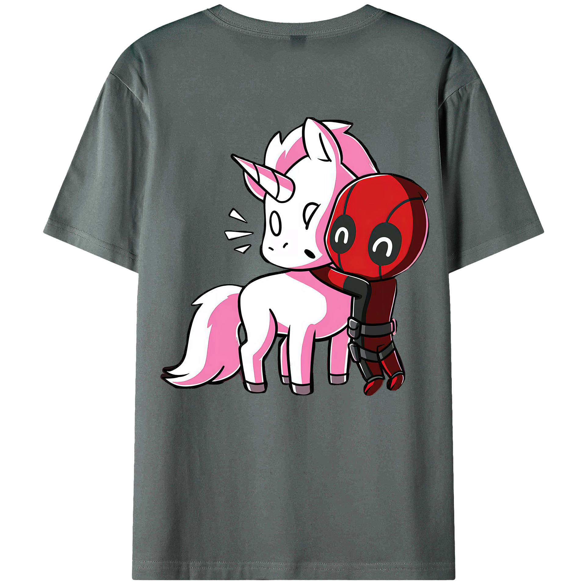（画像用） Deadpool デッドプール 綿100％ メンズ半袖Tシャツ（バックプリント） 通気性